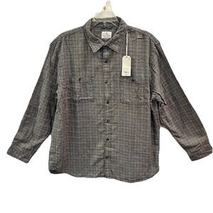 Mutual Weave Shirt Mens XXL Black Houndstooth Flannel Button Down Shirt NEW